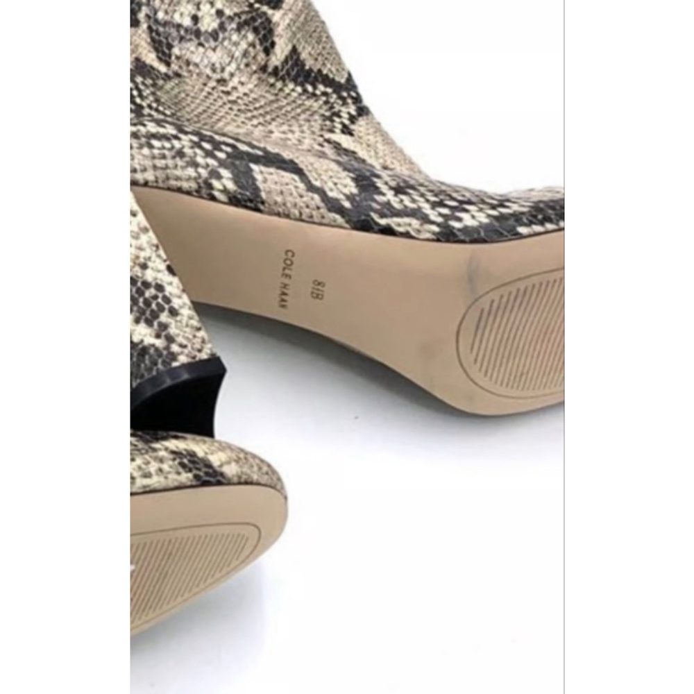 Cole Haan Snakeskin coastal Cowgirl Chic Mobwife Tall Chunky Heel Boots size 8.5 - Picture 7 of 10